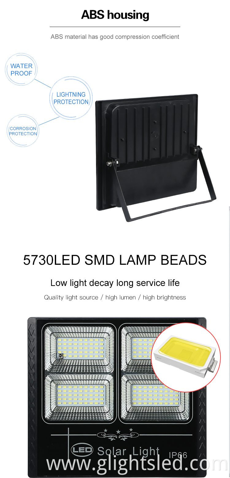 High quality ABS housing SMD waterproof outdoor IP66 50w 200w 300w led solar flood lamp